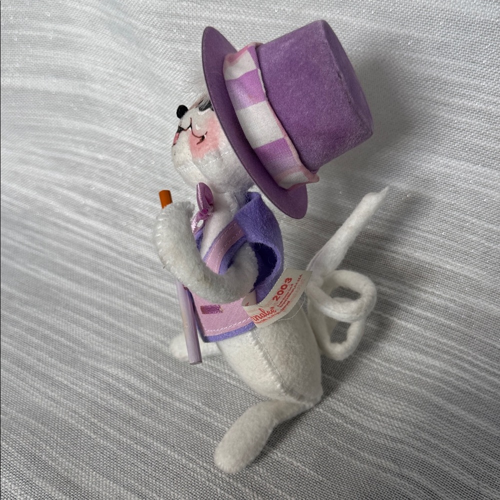 Annalee 2003 Mouse Purple Hat Vest Cane Curly Tail 6" Tall - Picture 7 of 7